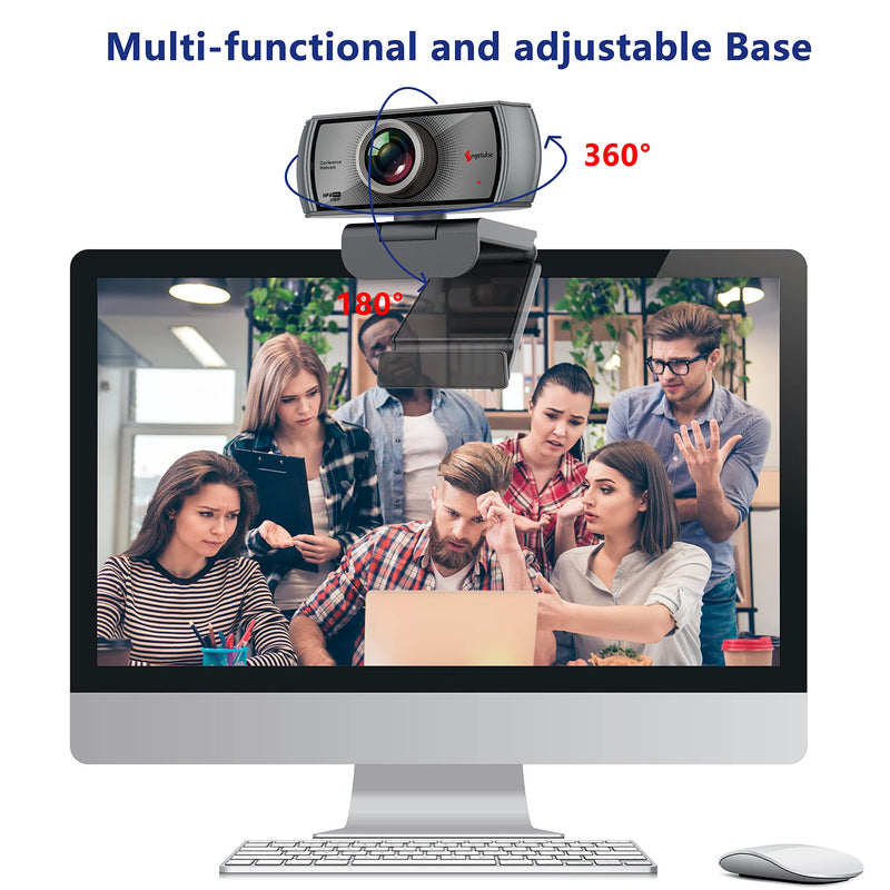  [AUSTRALIA] - 1080P 60fps Webcam with Microphone - 120° Wide Angle Built-in Dual Noise Reduction Mics, HD Streaming USB Computer | Mac | Laptop | PC Camera for Zoom Meeting, Skype, FaceTime, Teams