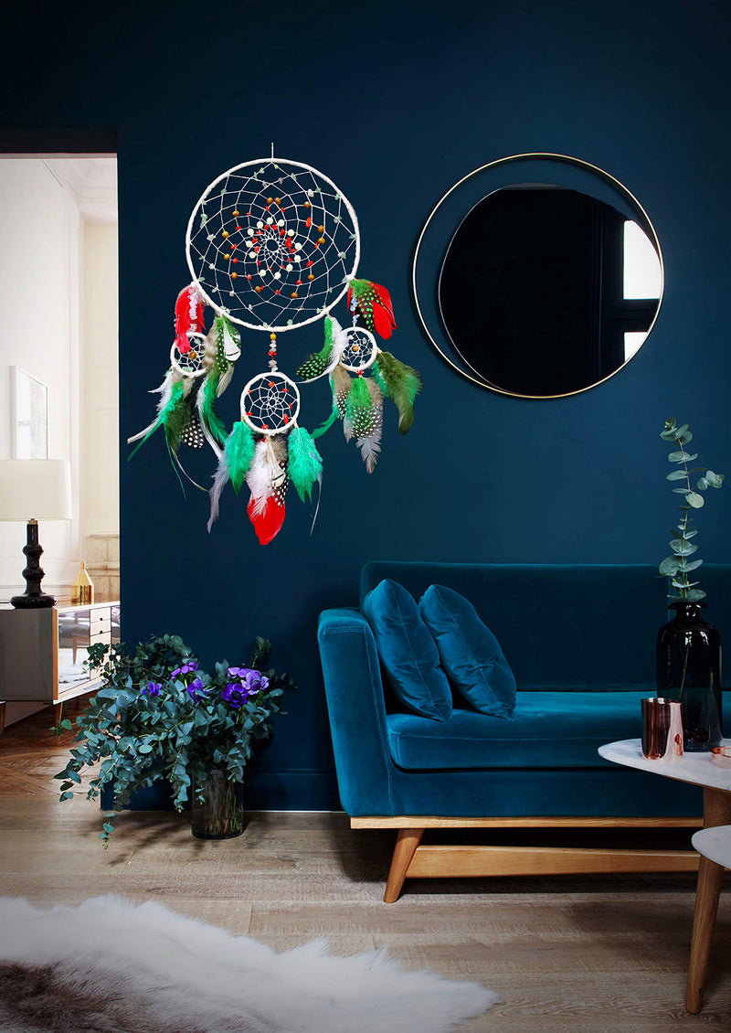  [AUSTRALIA] - KHUUAB White Dream Catcher Handmade Dreamcatcher for Wall Decor and Home Decoration Wall Hanging Bohemian Decor