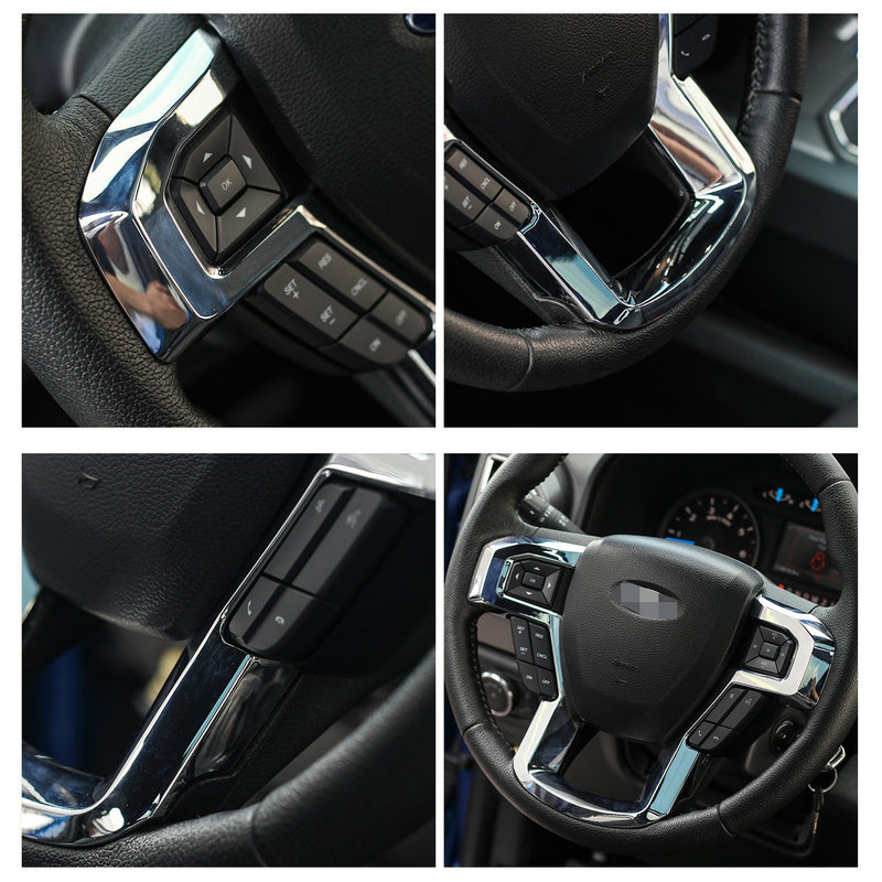  [AUSTRALIA] - Voodonala Chrome Steering Wheel Decorative Trim Car Steering Wheel Cover for 2015 2016 2017 Ford F150 F250 F350 Super Duty