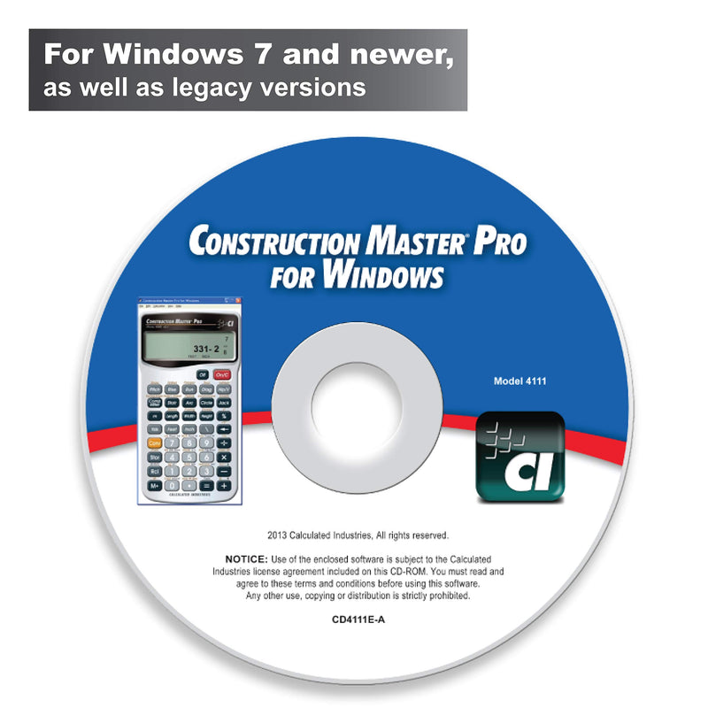 Calculated Industries 4111 Construction Master Pro Software (CD) for Windows | Calculates Construction Math on Your PC | Estimates and Layouts as Handy Pop-up Program - LeoForward Australia