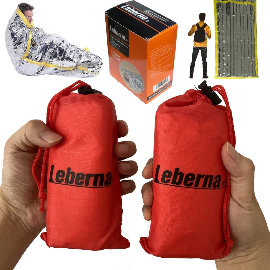  [AUSTRALIA] - Emergency Sleeping Bag Survival Bag 2 Pack | Survival Sleeping Bag Emergency Sleeping Bags Emergency Bivy Sack | Portable Emergency Blanket Survival Gear Emergency Bivvy Thermal Sleeping Bag Camping 1 Box (2 Sleeping Bags)