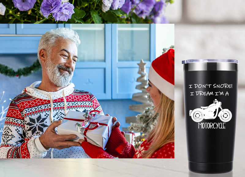  [AUSTRALIA] - Biker Tumbler I Don't Snore I Dream I'm A Motorcycle 20 OZ Tumbler.Grandpa Gifts.Birthday,Christmas Gifts for New Grandpa,Grandpa Again,Granddad,New Grandfather,Husband,Men Travel Mug(Black) Black