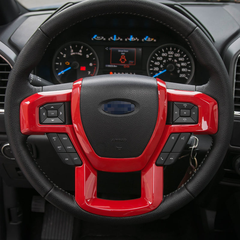  [AUSTRALIA] - Voodonala Red Steering Wheel Decorative Trim Car Steering Wheel Cover for 2015 2016 2017 Ford F150 F250 F350 Super Duty