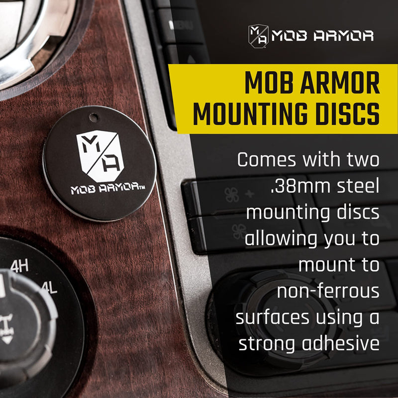  [AUSTRALIA] - Mob Armor Mounting Discs - Compatible with MobNetic Pro 90 & Mob Magnetic Phone Mount for Car - Adhesive Steel Discs for Magnetic Car Phone Mount Vehicle Accessory - (Black 4-Pack) 4 Pack