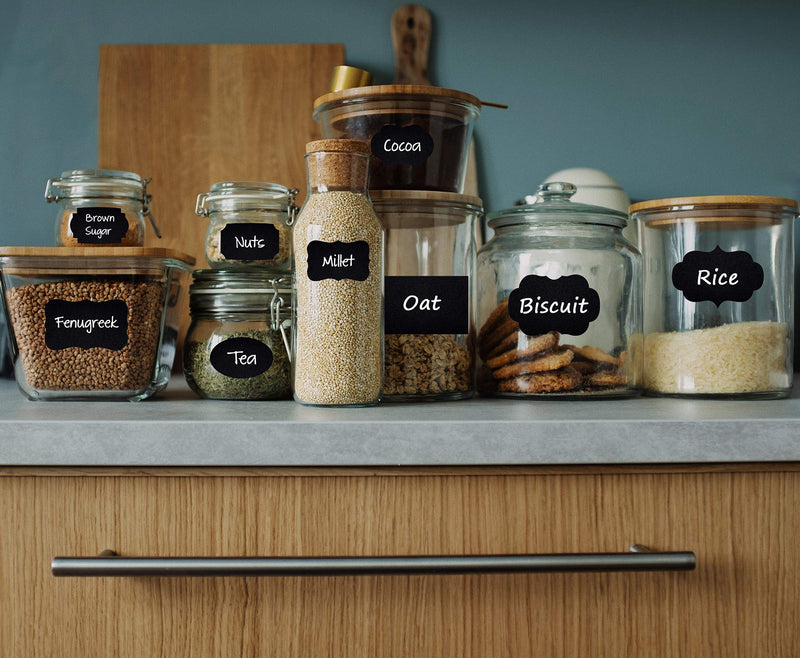 Wisdompro 134 Chalkboard Labels with 2 Markers, Removable and Waterproof Blackboard Stickers for Mason Jars, Glass, Bottle, Container, Canister, Storage Bins and Pantry, Organize Your Home and Kitchen - LeoForward Australia