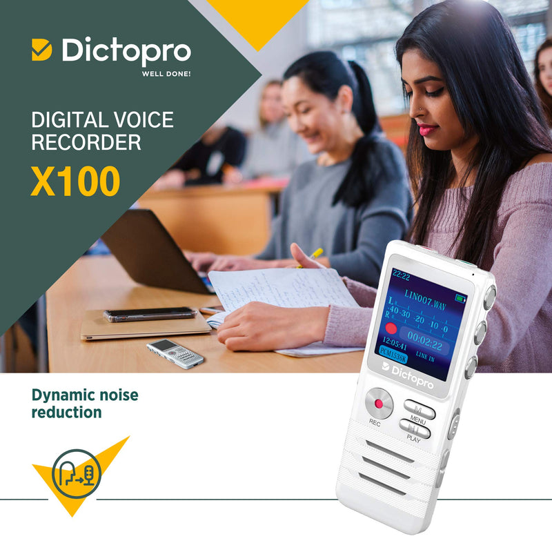  [AUSTRALIA] - Digital Voice Activated Recorder by Dictopro- Easy HD Recording of Lectures and Meetings with Double Microphone, Noise Reduction Audio, Sound, Portable Mini Tape Dictaphone, MP3, USB, 8GB