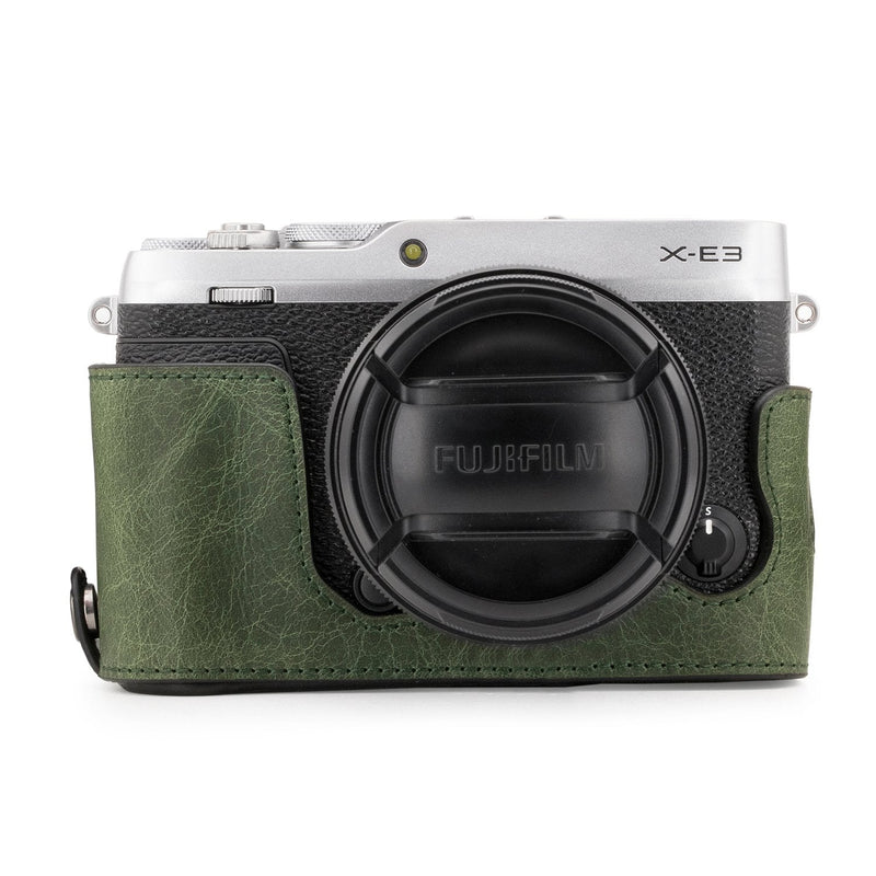  [AUSTRALIA] - MegaGear MG1344 Ever Ready Genuine Leather Camera Half Case & Strap Fujifilm X-E3 with Battery Access, Green