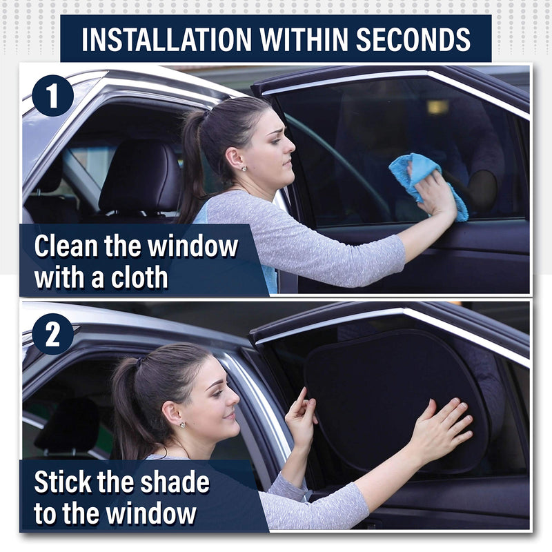 EcoNour Car Shades for Side Windows Baby | Complete Sun Protection Car Window Covers for Privacy Blackout | UV Protection Baby Sunshade for Car Window | Back Shade Blocks Sun Glare 25"x16" (4 Pack) XL 4 pack (2 Light + 2 Dark) - LeoForward Australia