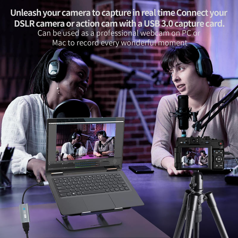  [AUSTRALIA] - Papeaso Video Capture Card, 4K HDMI to USB/USB C 3.0 Capture Card, 1080P 60FPS Video Capture Device, for Streaming, Teaching,Gaming, Video conferencing or Live Broadcasting