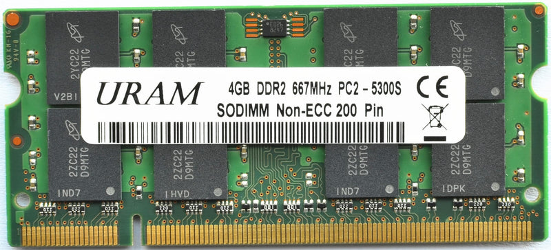  [AUSTRALIA] - URAM DDR2 SDRAM 4GB(Single) RAM 667MHz 2RX8 PC2 5300S PC2 5300 200 Pin Micron Chip Laptop Memory Module Upgrade
