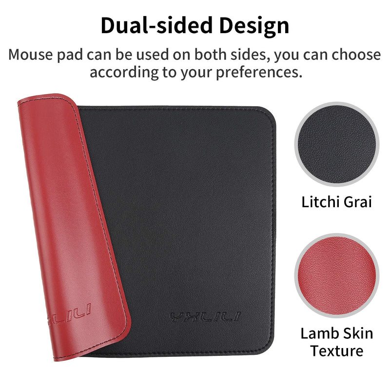  [AUSTRALIA] - YXLILI Mouse Pad, Dual-Sided PU Leather Mouse Mat, Waterproof Ultra Smooth Mousepads with Stitched Edge Computer Mouse Pads for Office Home Gaming Work Study Black/Red