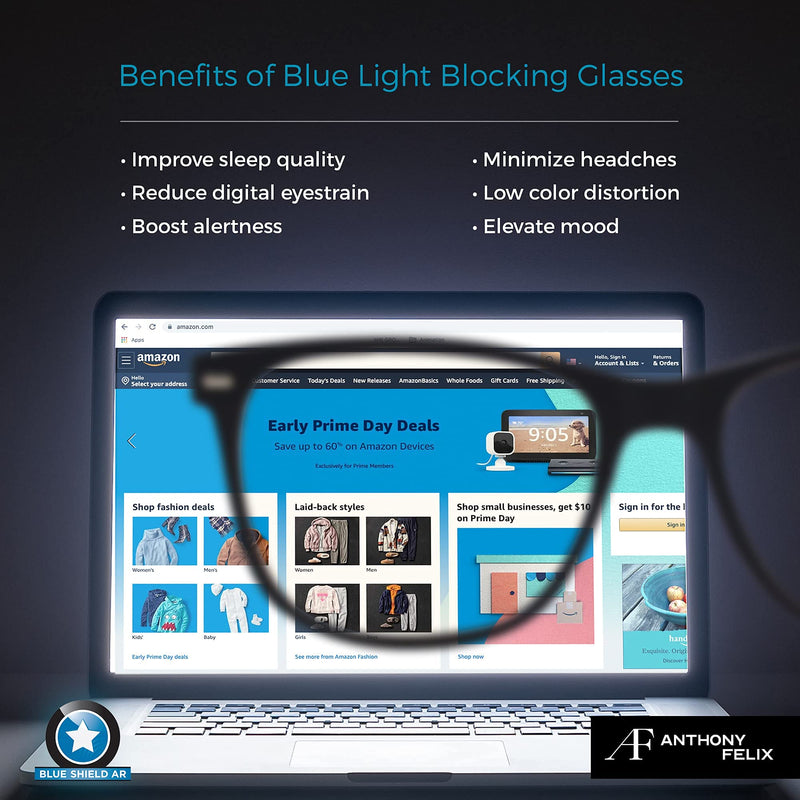 Blue Light Blocking Glasses for Women Men - Designer Computer Screen Glasses Black Tortoise Frame, Ease Digital Eye Strain - LeoForward Australia
