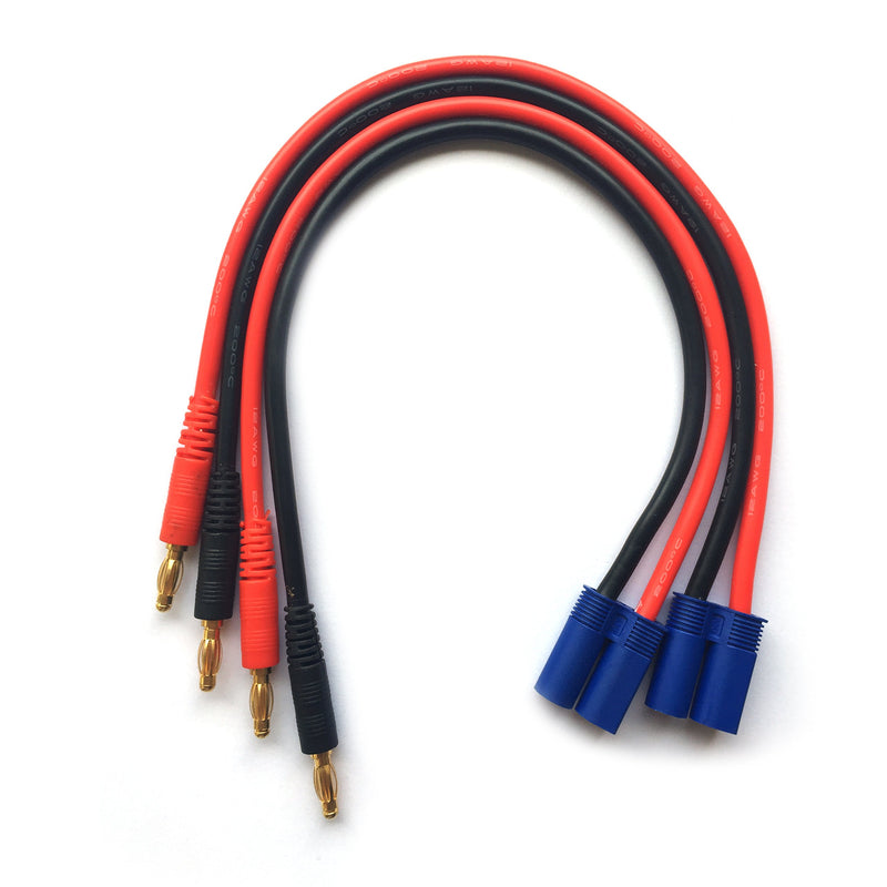 UAV 2 PCS EC5 Connector Male to 4mm Bullet Banana Plugs 12AWG Lead Adapter Cable for RC Battery Charger - LeoForward Australia