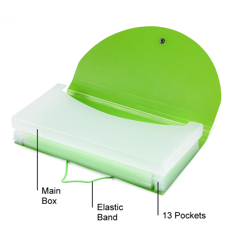  [AUSTRALIA] - Expandable Portable Hand-Held Accordion File Folder File Organizer Wallet for Cards Coupons Receipt Tax Item or Changes, 10.32X5.31 inches, 13 Pockets (Green) Green