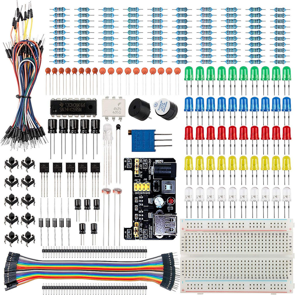  [AUSTRALIA] - Smraza Basic Starter Kit with Breadboard, Power Supply, Jumper Wires, Resistors, LED, Compatible with Arduino R3, Mega2560, Nano, Raspberry Pi