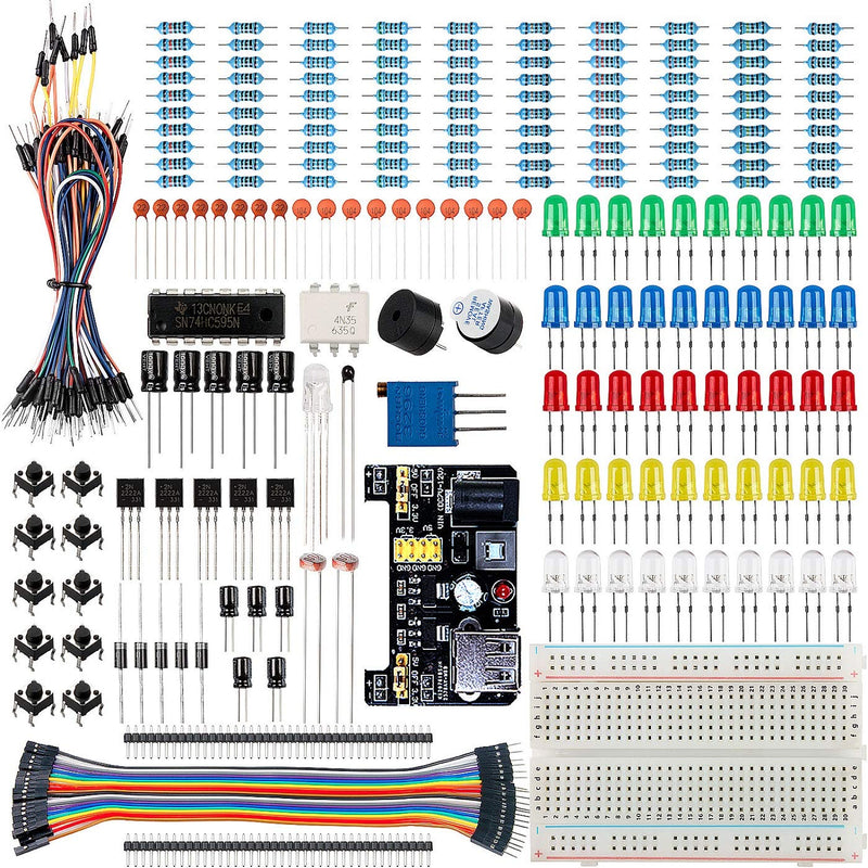  [AUSTRALIA] - Smraza Basic Starter Kit with Breadboard, Power Supply, Jumper Wires, Resistors, LED, Compatible with Arduino R3, Mega2560, Nano, Raspberry Pi