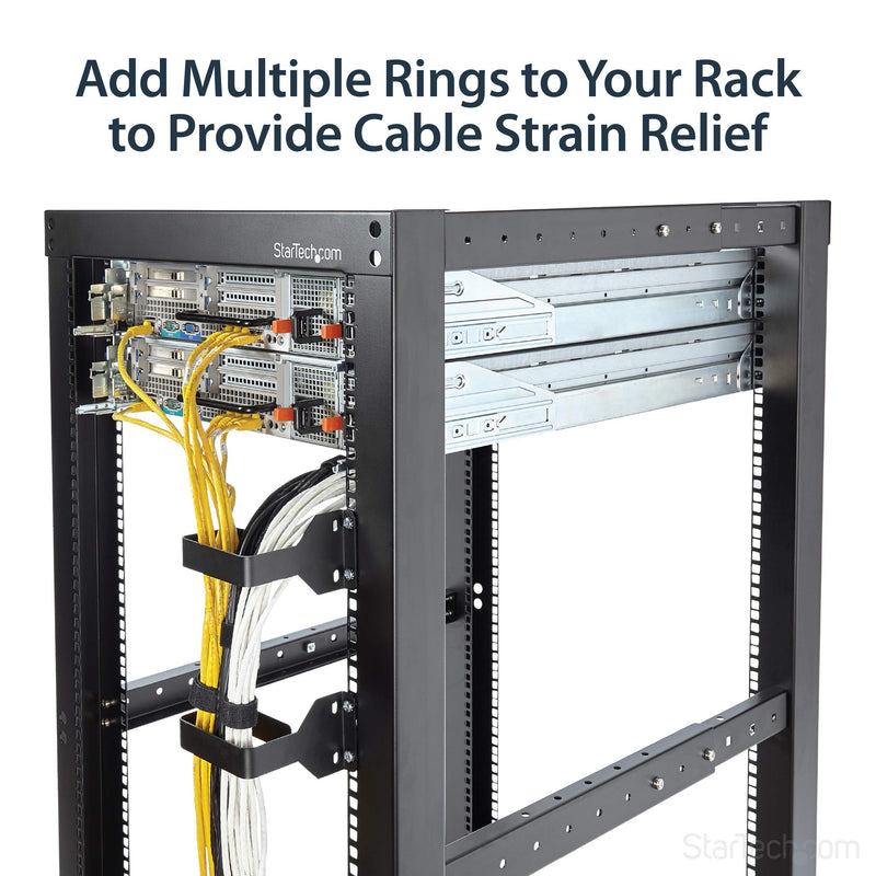  [AUSTRALIA] - StarTech.com 2.4 x 3.9in Vertical Cable Management D Ring - 1.5U Metal D-Ring Hooks - Wire Organizer for 2 or 4-Post Network/Server Racks (CMHOOKMW) Black 2.4 x 3.9in - Multi-Directional