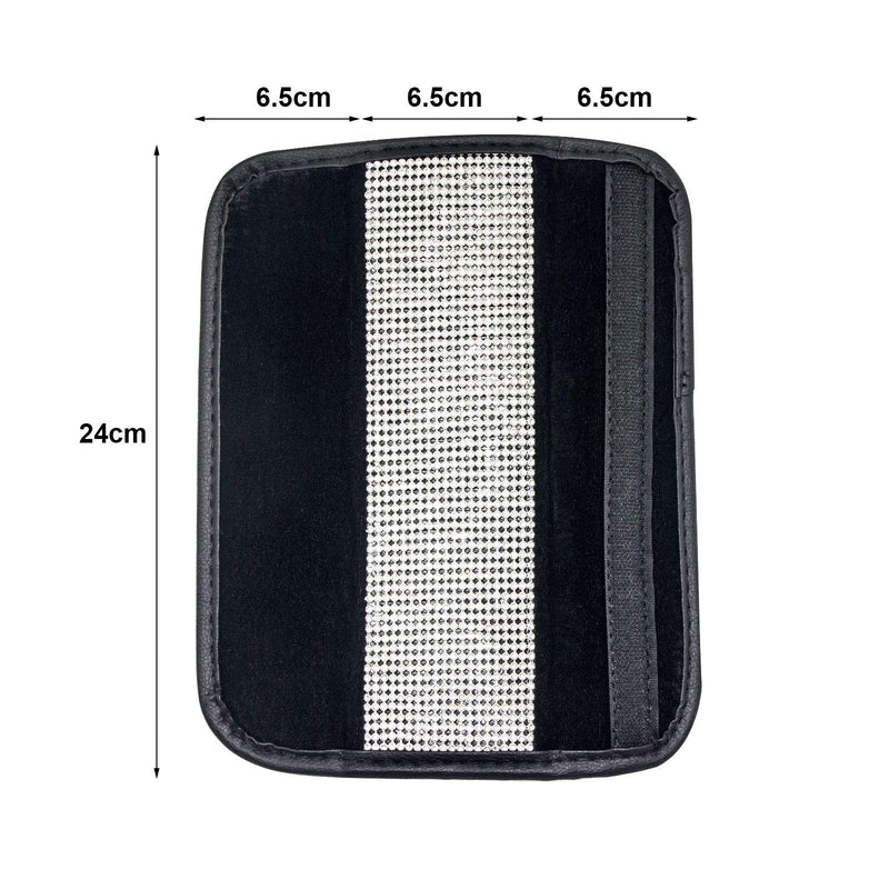  [AUSTRALIA] - Seat Belt Shoulder Pad Cover for Car, Soft Cushion Seatbelt Shoulder Pads for Adults, Ladies, Girls, Women,  PU Leather Trim with Crystal Bling Rhinestone, Black Seat Belt Covers for SUV Truck(1 Pair) 2pcs Car Seat Belt Shoulder Pad