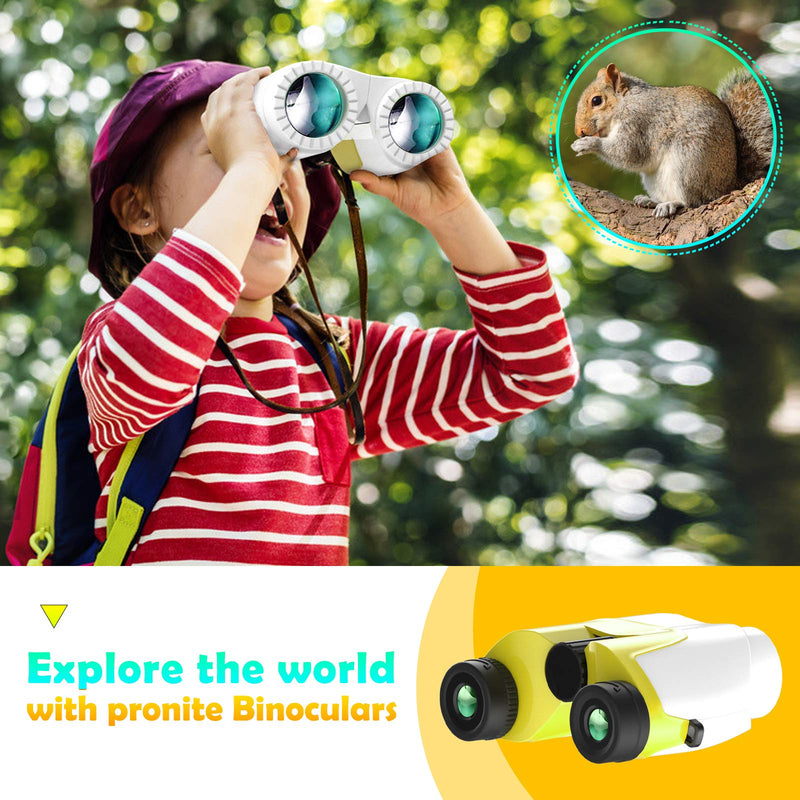  [AUSTRALIA] - 10x25 Binoculars Telescope for Kids PRONITE Compact High Power Scope Shockproof Binoculars for Bird Watching, Theater and Concerts, Hunting and Sport Games(Yellow) Yellow