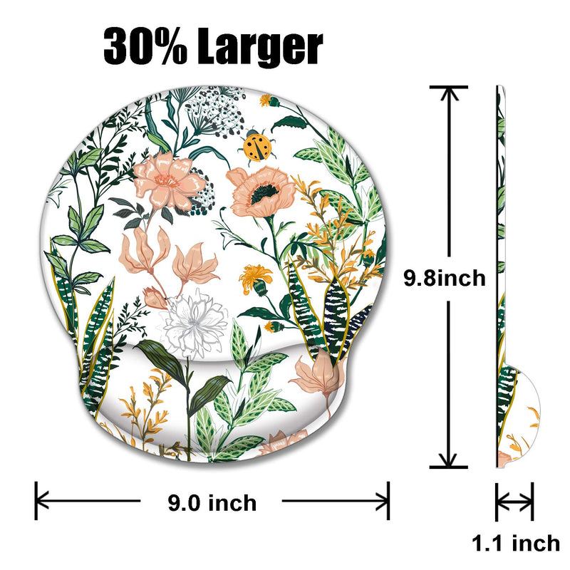  [AUSTRALIA] - EkuaBot Floral Flower Mouse Pad with Wrist Support for Computers & Laptop, Made of Elastic Gel, Soft and Breathable, Ergonomic Design Wrist Rest, Non-Slip PU Rubber Base, Easy Typing