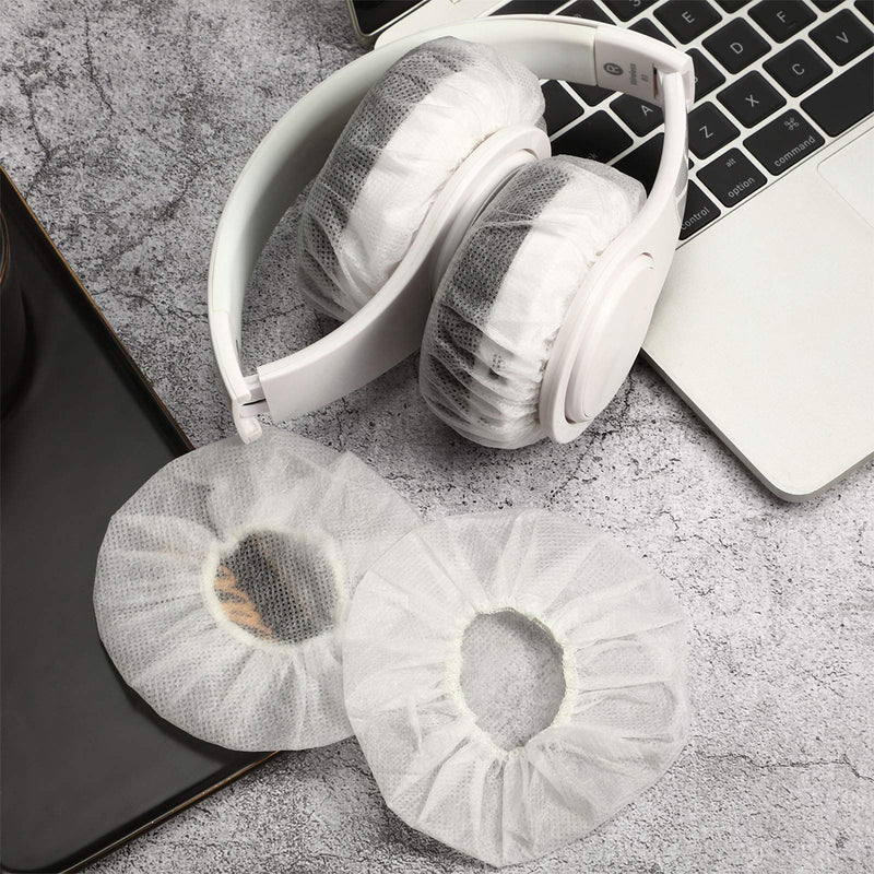  [AUSTRALIA] - 200 Pieces Disposable Headphone Covers Sanitary Headphone Ear Covers Non Woven Earpad Covers Headphone Covers for Most On Ear Headphones with 8.5 to 10 cm Earpads (L, 11 cm/ 4.3 Inch) L, 11 cm/ 4.3 Inch White