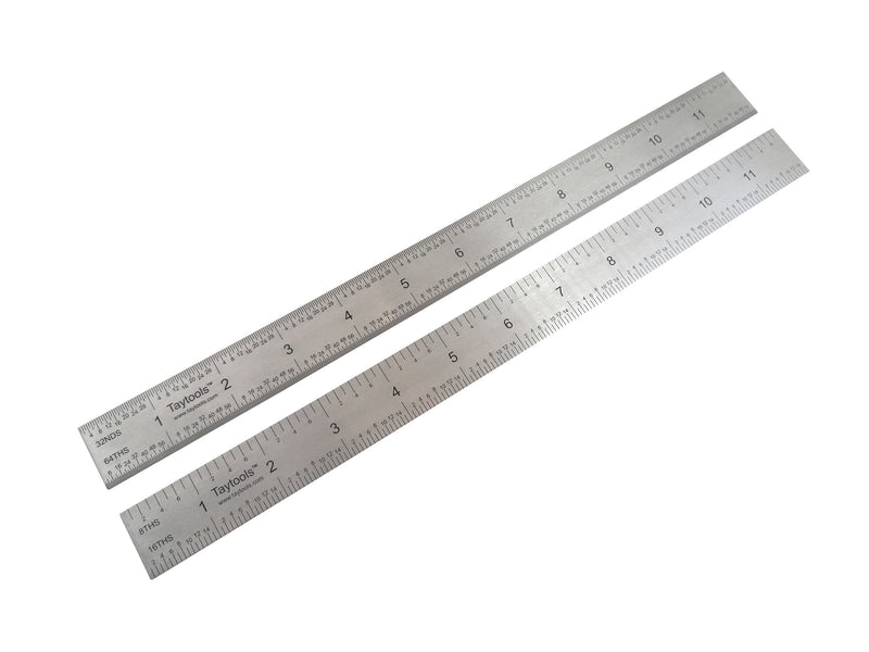  [AUSTRALIA] - Taytools 12" Rigid Machinist Rule Ruler Hardened Spring Steel 4R Graduations in 1/8", 1/16", 1/32" and 1/64" MRSAE-12