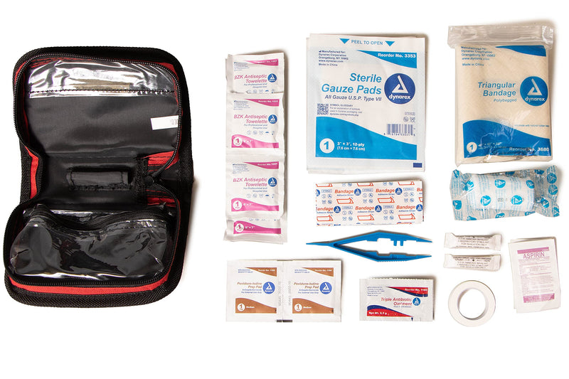  [AUSTRALIA] - Primacare KB-7411 45 Piece Personal First Aid Kit, 6"x4"x1", with Emergency Medical Supplies, Pocket Size Essential Travel Bag, Med Kits, Red