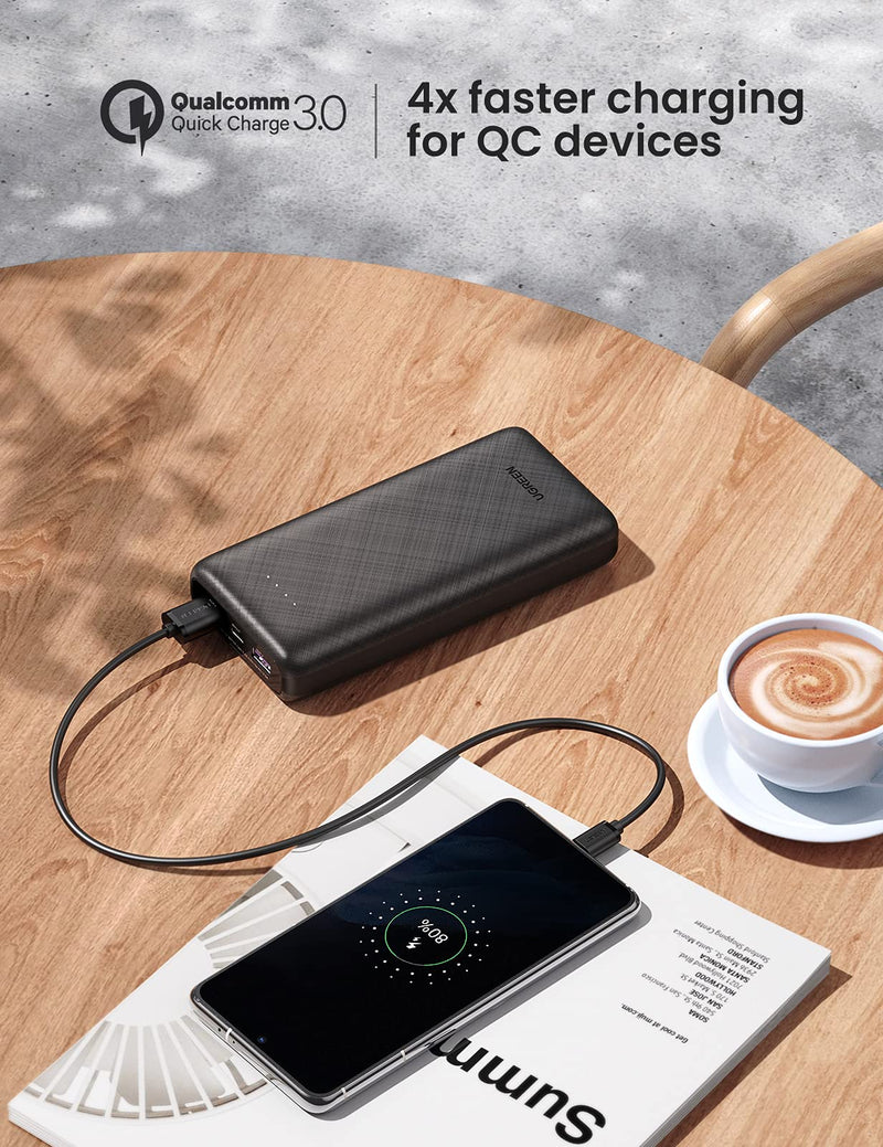  [AUSTRALIA] - UGREEN Portable Charger 20000mAh - PD 20W Power Bank Fast Charging, USB Portable Charger Including 2 USB-C Cables, Compatible with Galaxy S21/S20/Note 20/S10, iPhone 13/13 Pro/12/iPad, Pixel 5/4a