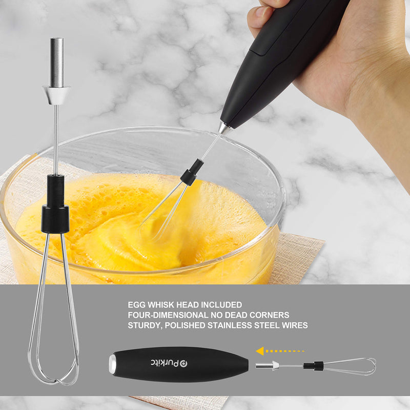  [AUSTRALIA] - Milk Frother Handheld Detachable with Egg-beating Head and Support Stand Electric Milk Coffee High Powered Low Noise Drink Mixer Perfect for Coffee Cappuccino Matcha Hot Chocolate BLACK