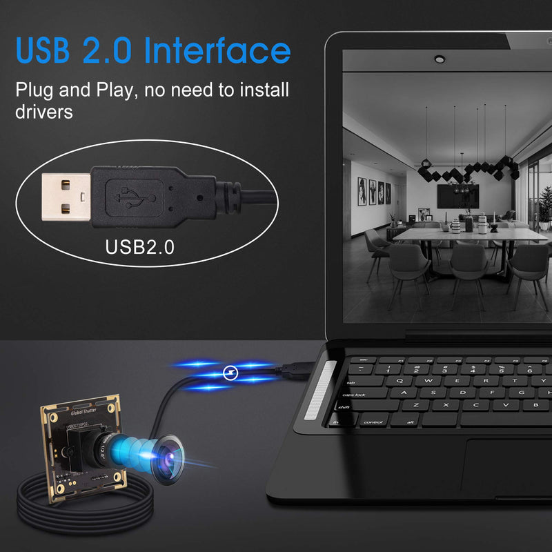  [AUSTRALIA] - USB Camera Module HD 1280X720@60fps, USB Webcam Global Shutter with AR0144 Image Sensor,Tiny USB Cameras with 3.6mm Lens Industrial UVC Web Cameras Plug and Play for Windows/MAC/Linux/Raspberry Pi