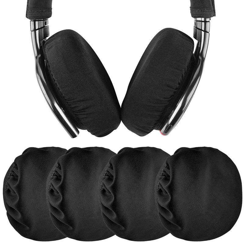  [AUSTRALIA] - Geekria 2 Pairs Flex Fabric Headphones Ear Covers, Washable & Stretchable Sanitary Earcup Protectors for Over-Ear Headset Ear Pads, Sweat Cover for Gym, Gaming (M/Black) Black