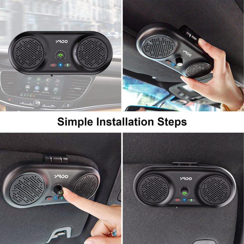  [AUSTRALIA] - 1Mii MK02 Bluetooth Car Speakerphone with Visor Clip, Wireless Bluetooth 5.0 Car Kit for Handsfree Talking, Motion Auto On, Voice Guidance, Support Siri Google Assistant, Dual Speakers