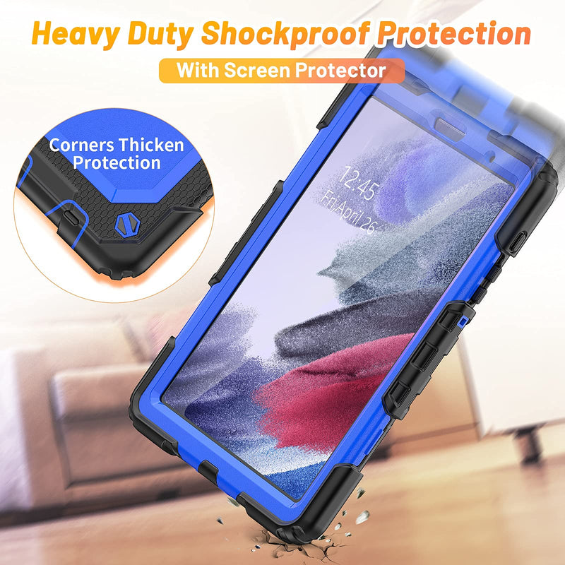  [AUSTRALIA] - HXCASEAC Case for Samsung Tab A7 Lite 2021 (SM-T220/T225/T227) 8.7 inch, Shockproof Case with Screen Protector, 360 Rotating Stand/Hand Strap, Pen Holder, Shoulder Strap for Galaxy Tab A7 Lite, Blue