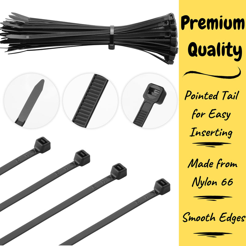  [AUSTRALIA] - Bates- Zip Ties, 150 Pack, 8 Inches, Cable Ties, Tie Wraps, Plastic Ties, Zip Ties Black, Electrical Cable Ties, 8 Inch Zip Ties, Cable Zip Ties, Black Cable Ties, Industrial Zip Ties, Nylon Zip Ties