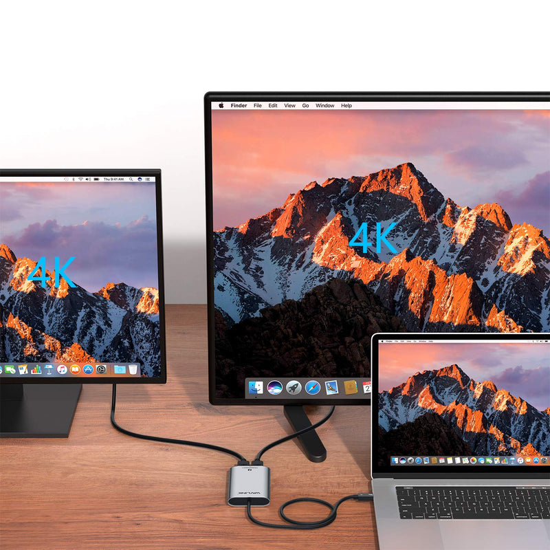  [AUSTRALIA] - WAVLINK Thunderbolt 3 to Dual 4K@60Hz HDMI Display Adapter, Type-C Thunderbolt 3 40Gbps to HDMI 2.0 Converter Compatible with 2016 Above MacBook Pro and Some Windows, Plug & Play Thunderbolt 3 to Dual HDMI
