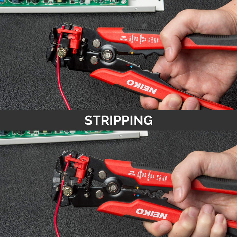  [AUSTRALIA] - NEIKO 01924A 3-in-1 Automatic Wire Stripper, Cutter, and Crimping Tool, Auto Self-Adjusting Pliers that Cut up to 24 AWG