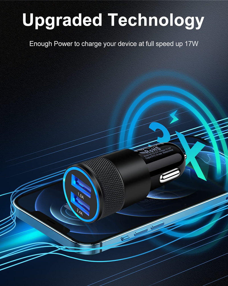  [AUSTRALIA] - [5pcs] Car Charger Adapter, AILKIN USB Multi Port Cigarette Lighter Fast Charging Power Block Plug for iPhone Pro 12 Max XR, Samsung Galaxy S21 Ultra S8, Lg, Moto, 3.4A Dual Cargador Carro for Car Black