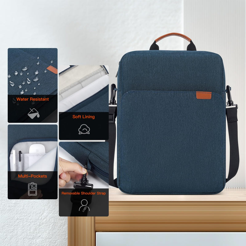  [AUSTRALIA] - 12.9 inch iPad Carrying Bag Sleeve Case for iPad Pro 12.9 M2 2023-2021, Surface Pro X/9/8/7, MacBook Pro 13 inch/MacBook Air 13, Samsung Galaxy Tab S8+ 12.4 with Handle Shoulder Strap,Navy Blue 12.3-13 Inch Navy Blue