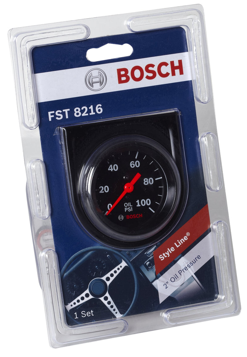  [AUSTRALIA] - Bosch SP0F000052 Style Line 2" Mechanical Oil Pressure Gauge (Black Dial Face, Black Bezel)