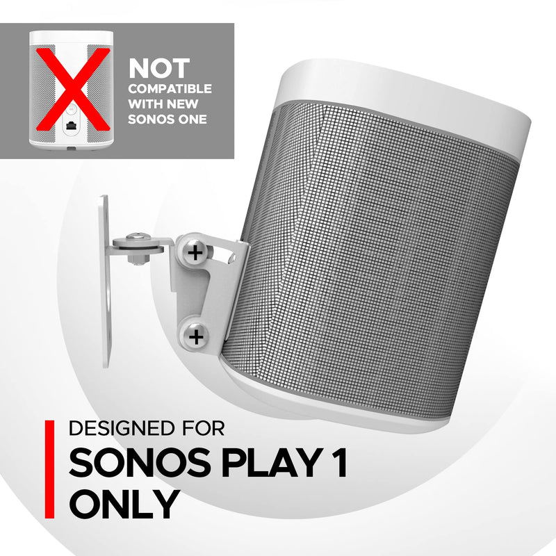  [AUSTRALIA] - Play 1 Wall Mount, White, Compatible with Sonos Play:1 Only, Adjustable Swivel & Tilt Mechanism, Mounting Bracket Includes All Fixings