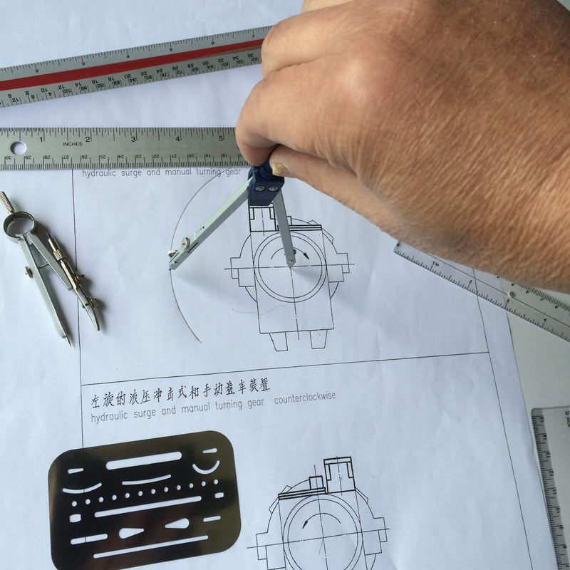 Architect Scale Ruler,Architecture Scale Ruler Set,Drawing Tools for Drafting with Scale, Metal Rulers of Solid Aluminum with Erasing Shield. Compass with Lock. Laser-Etched Ruler for Blueprint - LeoForward Australia