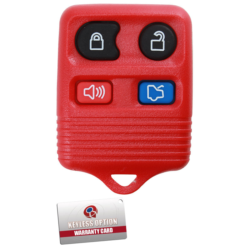  [AUSTRALIA] - KeylessOption Red Replacement 4 Button Keyless Entry Remote Control Key Fob Clicker