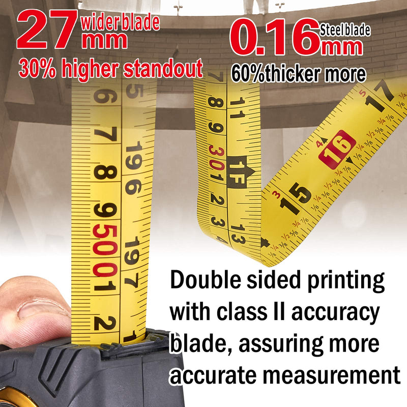  [AUSTRALIA] - ASSIST 18FT Measuring Tape by ASSIST 3.2m Level Standout, Both Side Printing Metal Blade,60% Thicker Blade,8 Times Longer Lifetime Than Normal one 18FT*0.09FT/ 5.5M*27MM