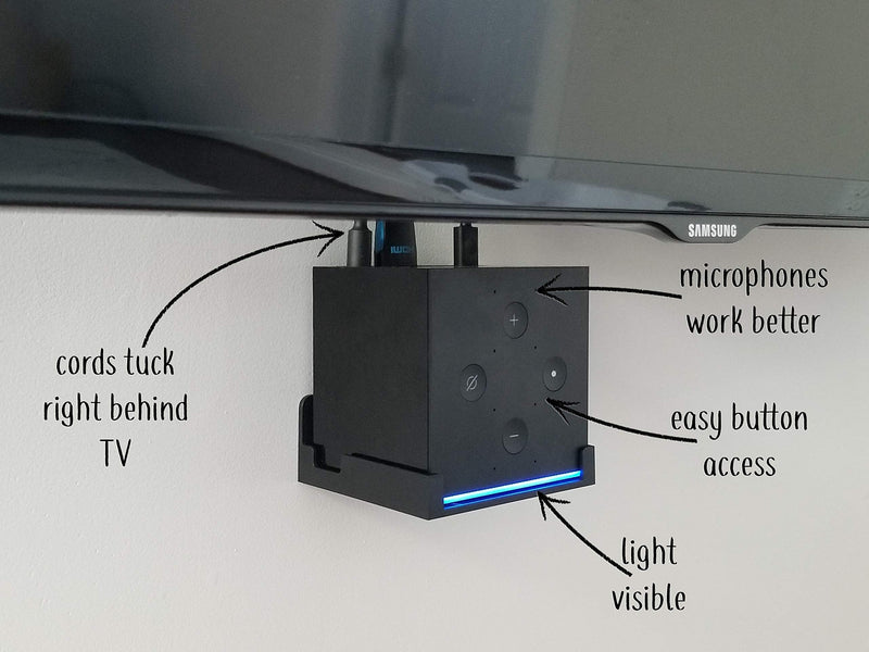 [AUSTRALIA] - Dot Genie Easy Hanging Fire TV Cube Wall Mount (Fits 1st & 2nd Gen and New 3rd Gen Fire TV Cube) | Updated for More Support | Totally Hides Cords | Improves Visibility | Quick Install 1-Pack Black