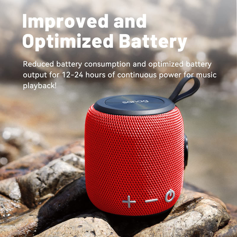  [AUSTRALIA] - Sanag Portable Bluetooth Speaker, Bluetooth 5.0 Dual Pairing Loud Wireless Mini Speaker,360 HD Surround Sound & Rich Stereo Bass,24H Playtime,IP67 Waterproof for Travel,Outdoors,Home and Party Red