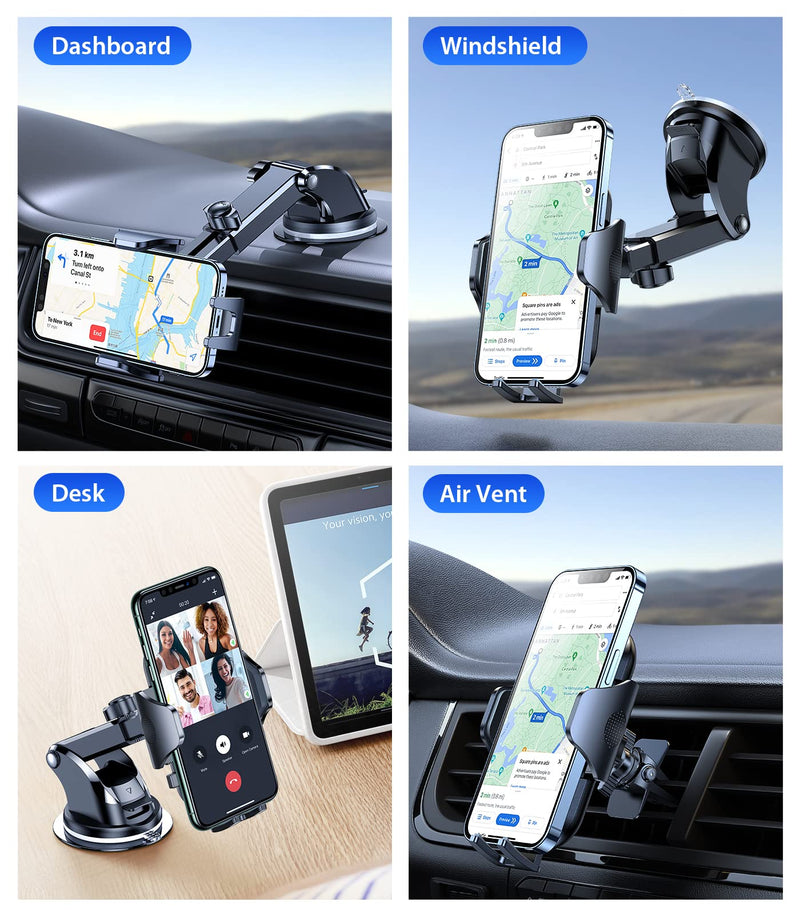  [AUSTRALIA] - VICSEED Universal Phone Mount for Car [Solid & Durable] Car Phone Holder Mount Dashboard Windshield Air Vent Long Arm Strong Suction Cell Phone Holder Car for iPhone 14 13 12 Pro Max All Mobile Phones Black