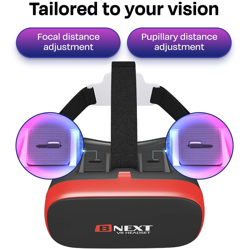  [AUSTRALIA] - VR Headset Compatible with iPhone & Android - Universal Virtual Reality Goggles for Kids & Adults - Your Best Mobile Games 360 Movies w/Soft & Comfortable New 3D VR Glasses (Red) Red