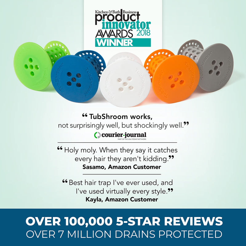 TubShroom The Revolutionary Tub Drain Protector Hair Catcher/Strainer/Snare, White, 2.25 x 2.25 Inch - LeoForward Australia