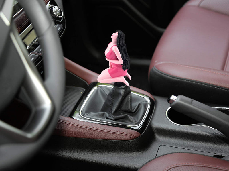  [AUSTRALIA] - Thruifo Car Stick Knob Shifter Head, Beauty Girl Shape Manual Automatic Gear Shift Knobs Fit Most MT Vehicles, Pink