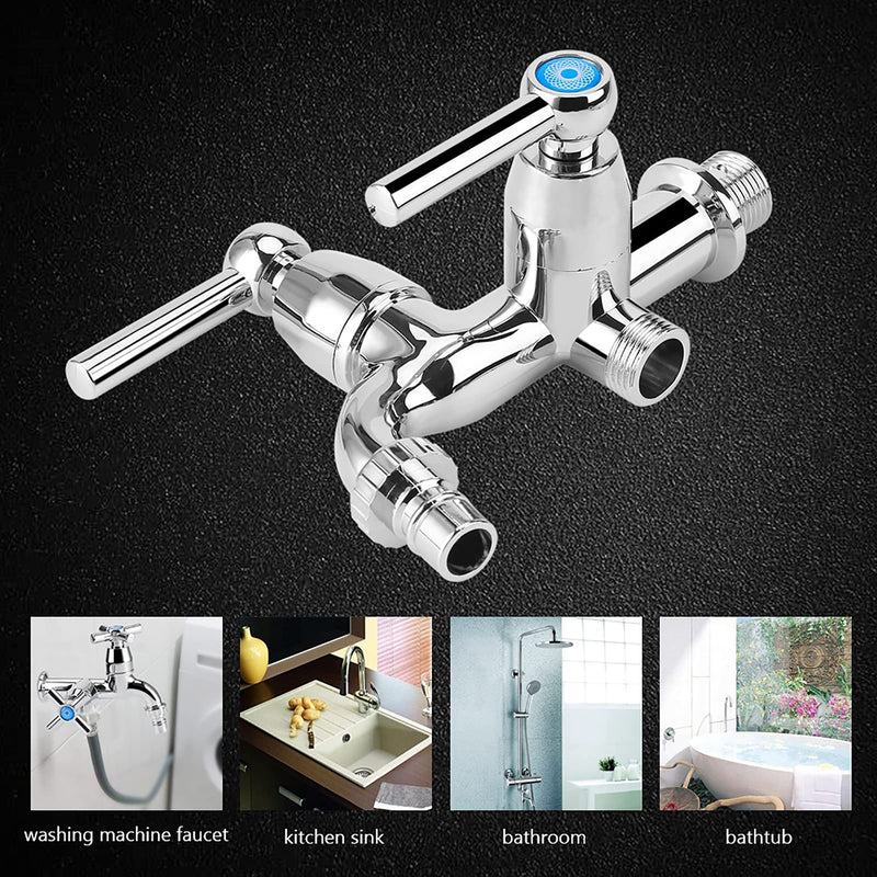  [AUSTRALIA] - Cilnvenie Faucet Washing Machine Faucet Sink Faucet with Double Spout & Handle G1/2 (Straight Handle)